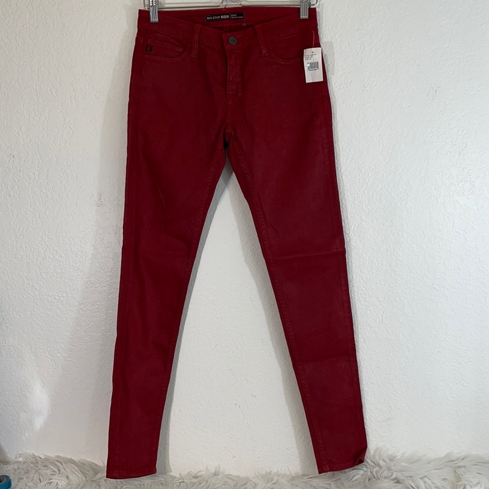BIG STAR 1974 Alex Mid-Rise Skinny Red Jeans with Pockets Size 27R New